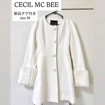 CECI MC BEE 화이트 퍼 롱 코트 M