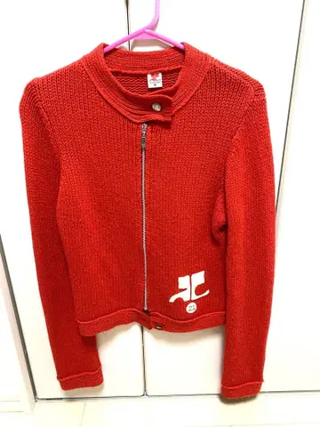쿠레쥬 빨간색 집업 가디건