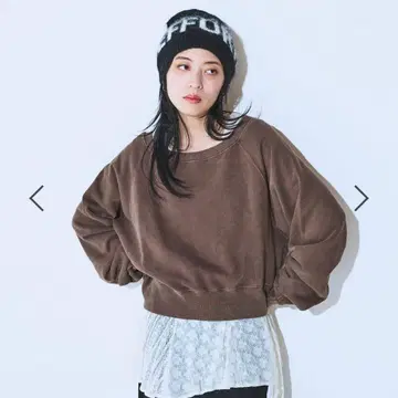 JEANASIS 빈티지 안감 숏 보트넥 풀오버