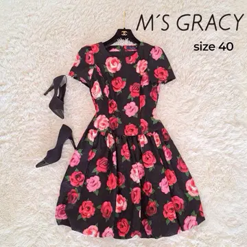 청순 엠즈 그레이시 원피스 꽃무늬 장미 아름다운 실루엣 블랙 핑크