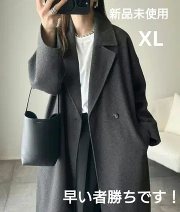 페이크 울 더블 테일러드 롱 기장 코트