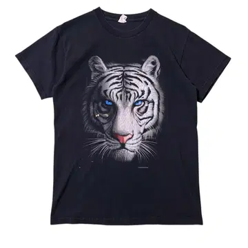 USA 구제 의류 화이트 타이거 호랑이 애니멀 반팔 T셔츠 I2313