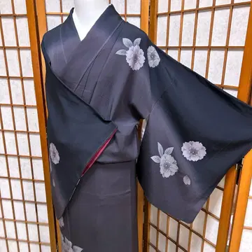 순수 실크 크레이프 원단 츠케사게 [ 블렌딩 꽃 ]