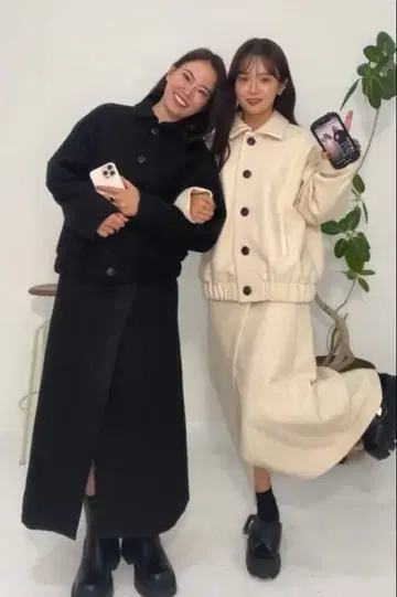 피누에/부클 랩스커트/블랙/S