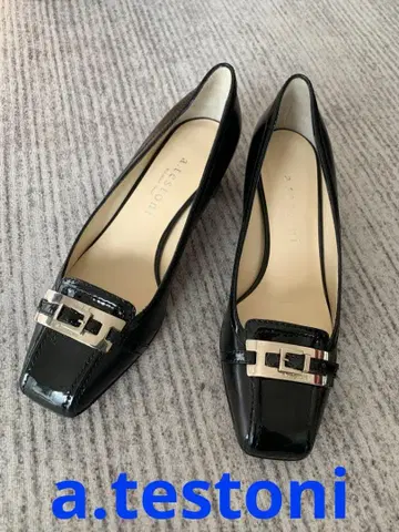 미사용 이탈리아제 아테스토니 블랙 펌프스 37