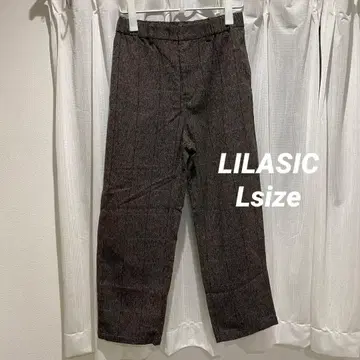 LILASIC 체크 무늬 트위드 테이퍼드 팬츠