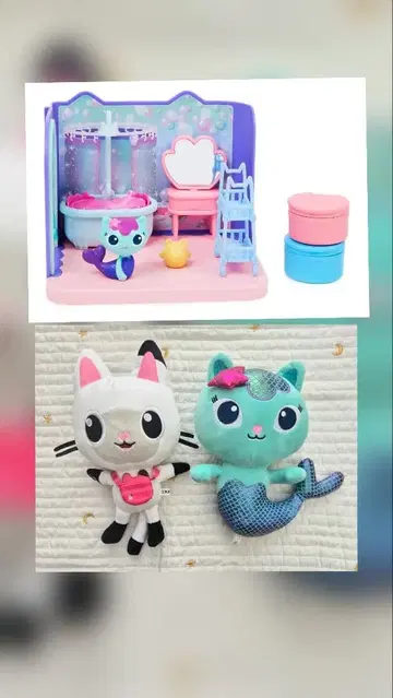 고양이 봉제 인형과 가구 세트