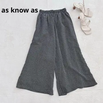 v150 as know as 도트 무늬 와이드 팬츠 가우초 팬츠 블랙