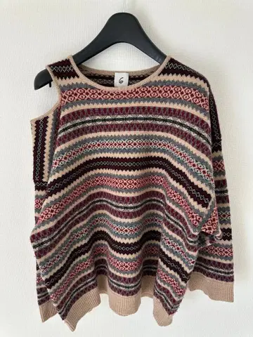 6(roku) 로쿠 숄더 슬릿 캐시미어 혼방 스웨터