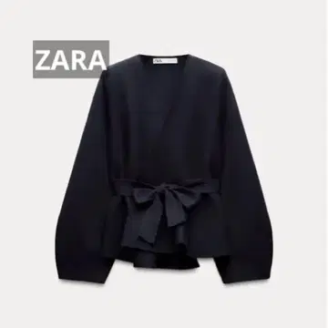 ZARA 벨트 니트 숄더 패드 블레이저 네이비 블루