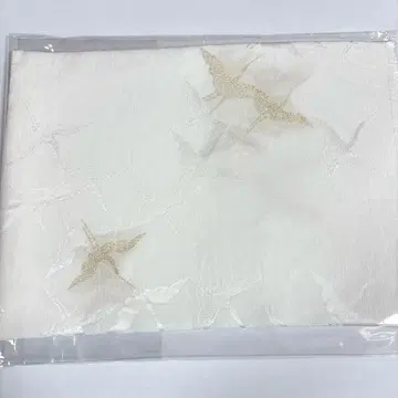 택 포함 새상품 화이트 순수 실크 예복 오비 장식 천  크레이프 원단 학