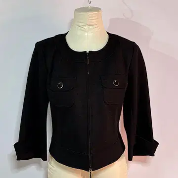 TRANS WORK 노카라 자켓 [ 38 ] 블랙 더블 지퍼 경량 아우터