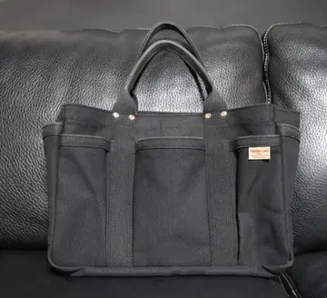 마츠노야 헤비 캔버스 툴 토트 별주 블랙 블랙 S 스레드 라인