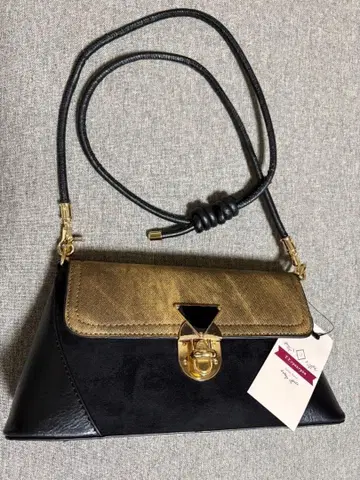 블랙과 금의 숄더백