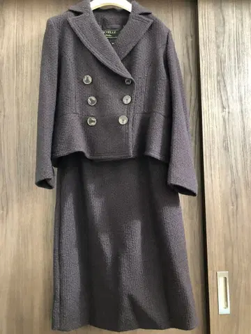 레리안 다크 브라운 울 자켓 스커트 세트 (42호)