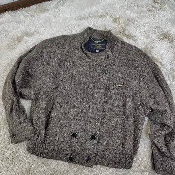 Leilian 울 실크 블루종 자켓 숏 기장 헤링본