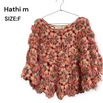 [ Hathi M ] 크로셰 뜨기 판초 스타일 니트 믹스 컬러 프리