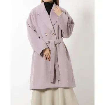 Ray Cassin 빅 컬러 샤기 체스터 코트 퍼플