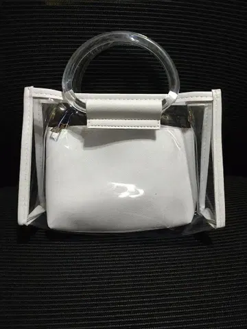 화이트 투명 숄더백