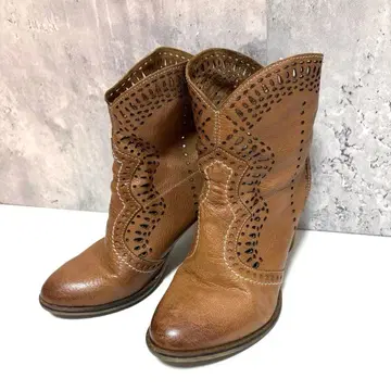 [ fxa FERRIRA ] 숏부츠 브라운 청키힐 35