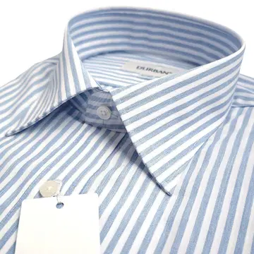 더반 긴팔 셔츠 드레스 셔츠 스트라이프 블루 x 화이트 40-82