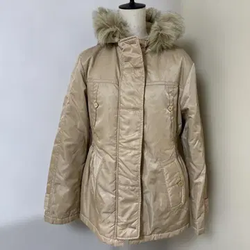 srm335 DKNY 베이지 다운 자켓 퍼 후드