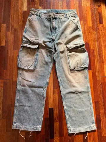 ZARA 라이트 블루 데님 카고 팬츠 EUR44