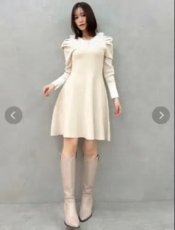 dazzlin 레이스 칼라 플레어 원피스