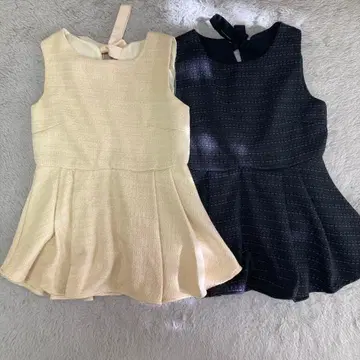 아이보리 블랙 페플럼 탱크탑 2장 세트