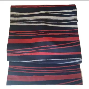 나고야 오비 기하학 패턴 빨간색 블랙 그레이 옻칠