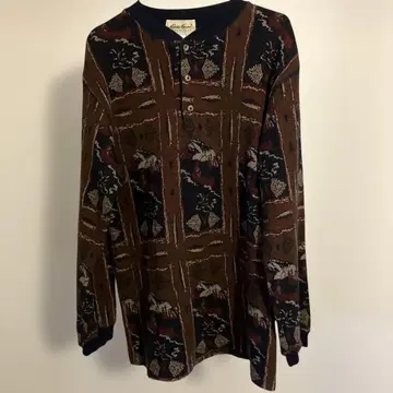 Eddie Bauer 올 패턴 헨리넥 긴팔 셔츠 니트 구제 의류