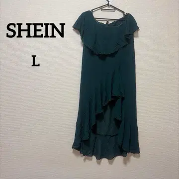 SHEIN [ L ] 그린 프릴 디자인 드레스