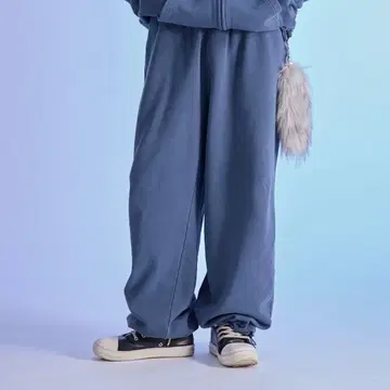 후드 부착 그레이 스웨트 팬츠