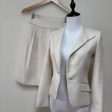 INDIVI 아이보리 세레모니 스커트 수트 포멀 라메 엄마 여성 수트