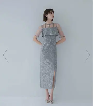 LEJA-도트튤꽃무늬I라인원피스드레스 결혼식 여성용