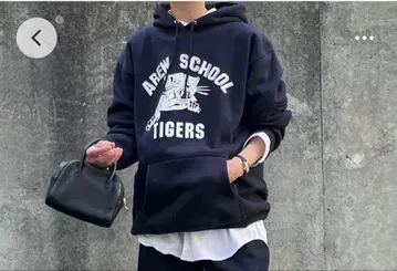 네이비 프린트 후드티 L 사이즈