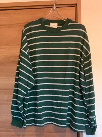 EVCON 보더 와이드 긴팔 티셔츠 그린 긴팔 티셔츠