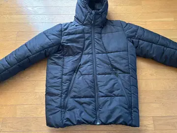 ATHLETA 후드 부착 블랙 다운 자켓