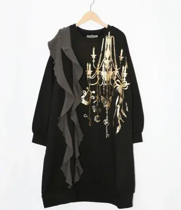 이즈스칼라 553278: 호일 프린트 샹들리에 프릴 쭈리 원피스