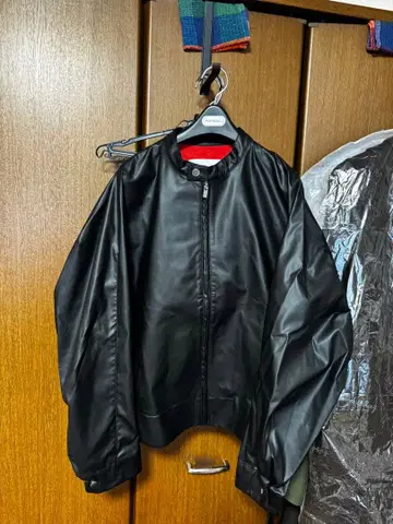 오버코트 블랙 자켓 인조 가죽 사이즈 2