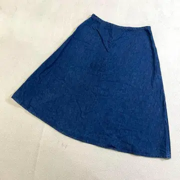 룰루 온 더 브릿지 데님 플레어 스커트 A라인 무릎 기장 네이비 36