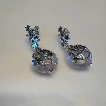 스타 주얼리 실버 귀걸이 꽃과 하트 디자인