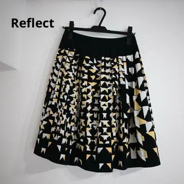 [ 리플렉트 ] 플리츠 플레어 스커트 기하학 패턴 올 패턴 고급 일본제