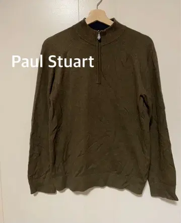 폴 스튜어트 하프 지퍼 니트탑 브라운 캐시미어 울