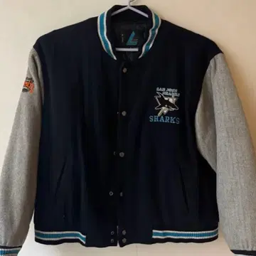 90s LOGO7 NHL SHARKS 샤크스 바시티 자켓