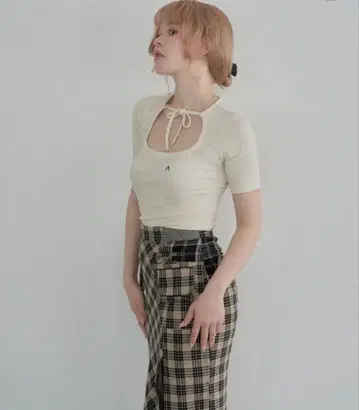 andmary Chelsea 리본 탑 아이보리