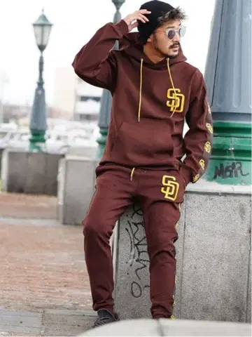 브라운 후드 부착 후드티 SD 로고 셋업