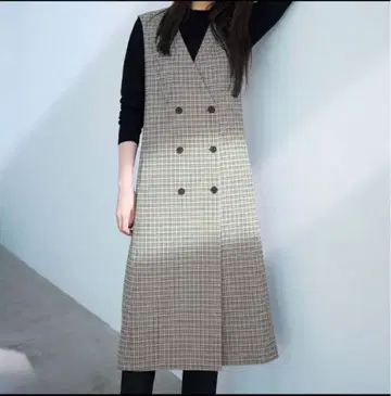 미사용급 23구 안즈 씨 착용 2023 건클럽 체크 롱 베스트 M