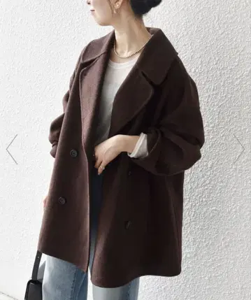 [ 새상품 ] SHIPS any 리버 더블 테일러드 미들 코쿤 코트