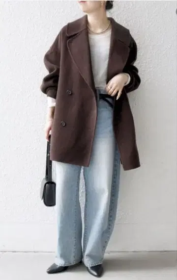 [ 새상품 ] SHIPS any 리버 더블 테일러드 미들 코쿤 코트